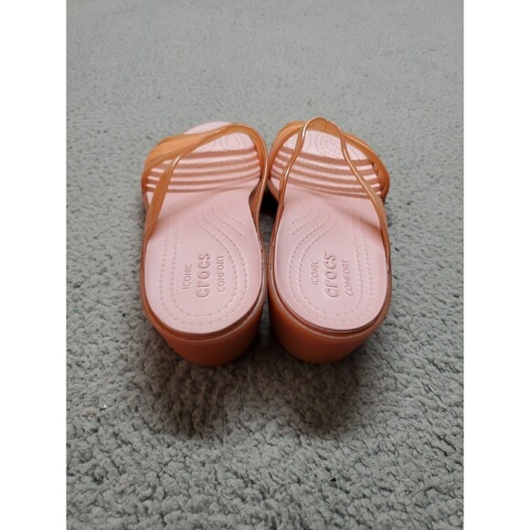 Crocs Isabella Sandals Womens Size 7 Orange Mini Wedge Flip Flops Casual Jelly - Picture 4 of 10